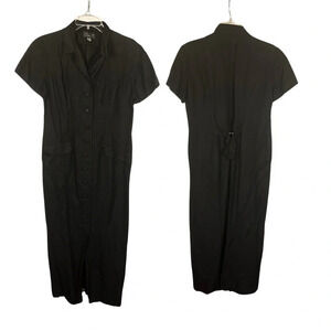 Vintage Spenser Jeremy Black Linen Maxi Dress Size 10 Dark Romance Minimalist